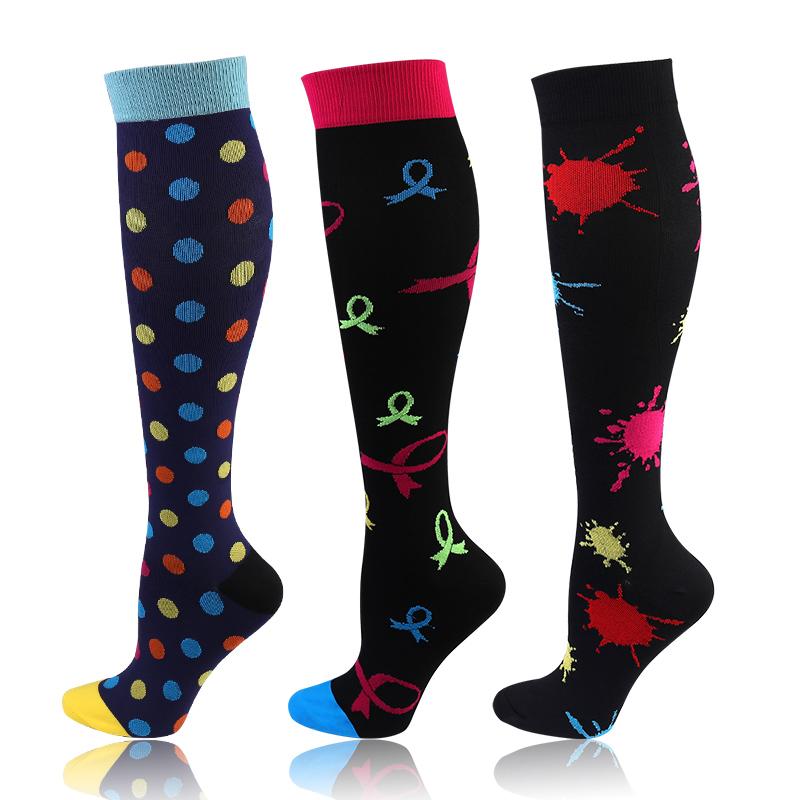 58 stylů 3 páry/balení Kompresní podkolenky 30 mmHg Ženy Muži Sportovní podkolenky Edém Cukrovka Křečové žíly Běžecké podkolenky