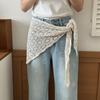 White Knitted Triangle Scarf Ethnic Style Crochet Flower Scarves Hollow Out Lace Shawl  Summer