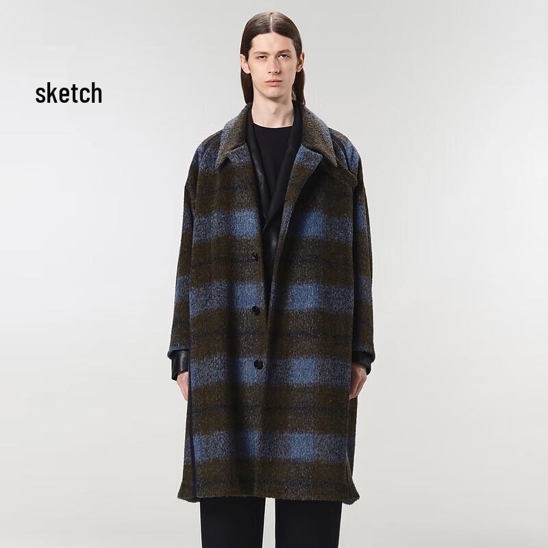 

CROQUIS Мужское шерстяное пальто средней длины в ретро-полоску, весна 2023 M