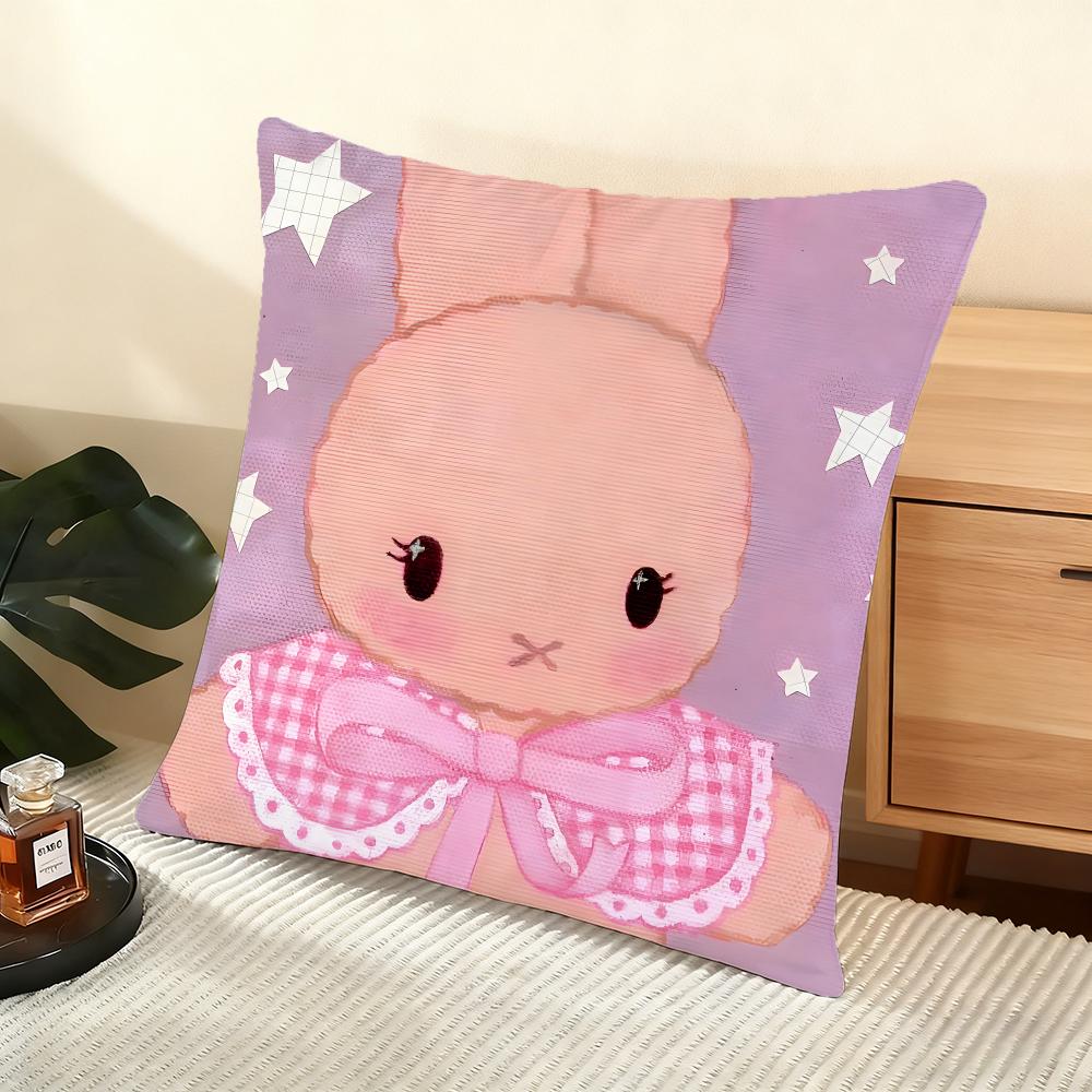 Cute Oil-Painted Small Animals Cushion Cover Silky Short Plush Home Sofa Cushion Cover - Invisible Zipper Home Decoration