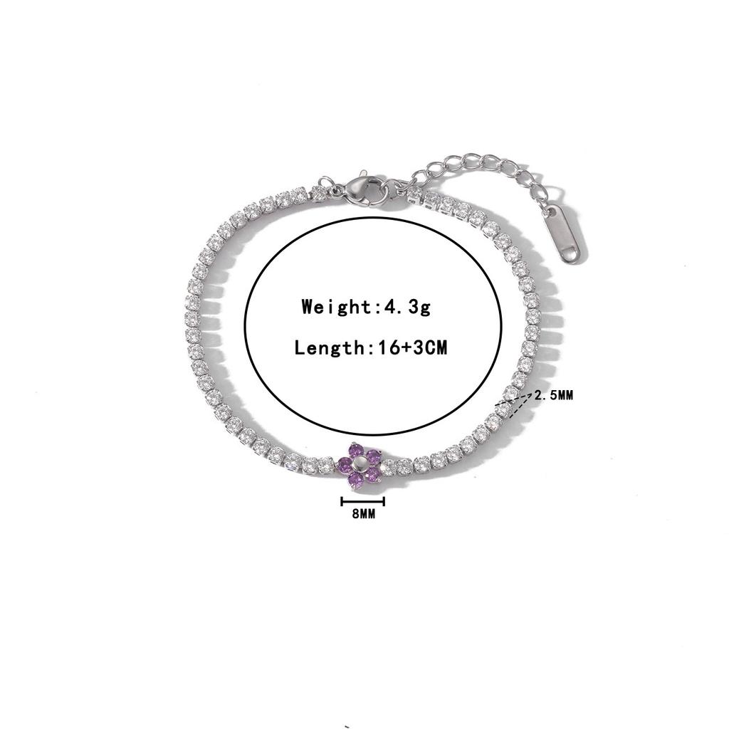 Fashionable Women Colorful Necklace Gold Plated Tennis Necklace Flower Necklace Stainless Steel