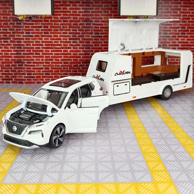 Zhongyuanxing 21016FC Towable Caravan Alloy Toy Car Model with Sound and Light Features.