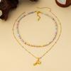 New Chinese style new dopamine colored stone beaded necklace, gourd immediately rich pendant, light luxury versatile collarbone chain
