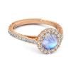 Moonstone Halo Pave Engagement Ring - 925 Sterling Silver Rose Gold Vermeil