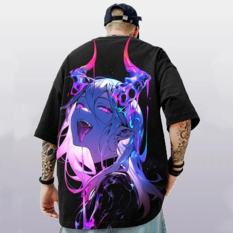 3d Anime Beauty Print Short Sleeve T-Shirt Street Trend Men's T-Shirt Summer Loose Oversized Short Sleeve Quick Dry Tees For Men