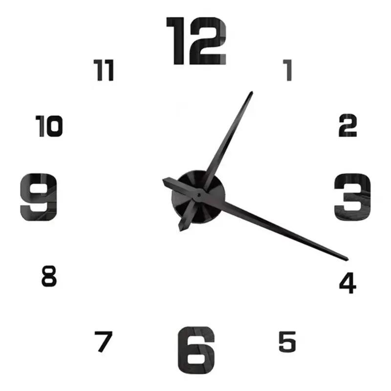2D/3D Large Roman Numeral Acrylic Mirror Wall Clock Sticker Fashion DIY Quartz Clocks Watch Home Decoration Living Room Stickers
