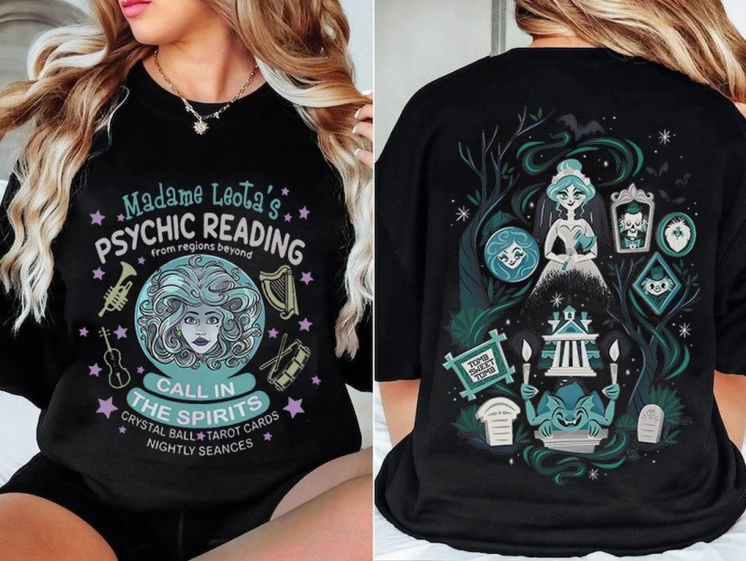 Retro 2Sided   Halloween Madame Leota Haunted Unisexsion Shirt Psychic Readings Foolish Mortals Tshirt S
