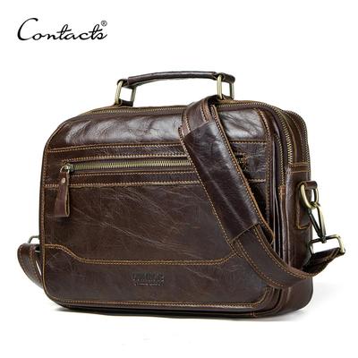 CONTACT'S Echtes Leder Herren Tasche Lässige Umhängetaschen für Männer Tragetaschen Große Kapazität Tasche