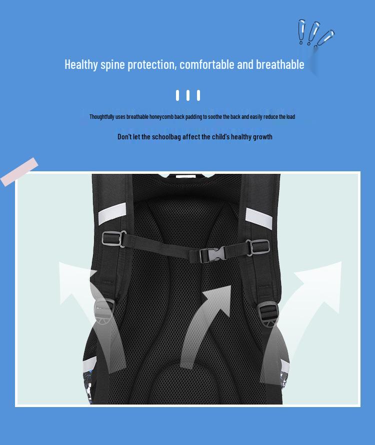 Camouflage Football Kids' Backpack: Large Capacity, Spine Protection, Multi-Compartment for Grades 1-3