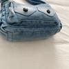 Washed Denim Crossbody Bag with Dual Flap Front Pockets Casual Shoulder Purse for Women Daily Travel