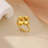 Flower Glossy Ring Women's Opening Adjustable K Gold-plated Simple Flower Vacation Style Niche Jewelry