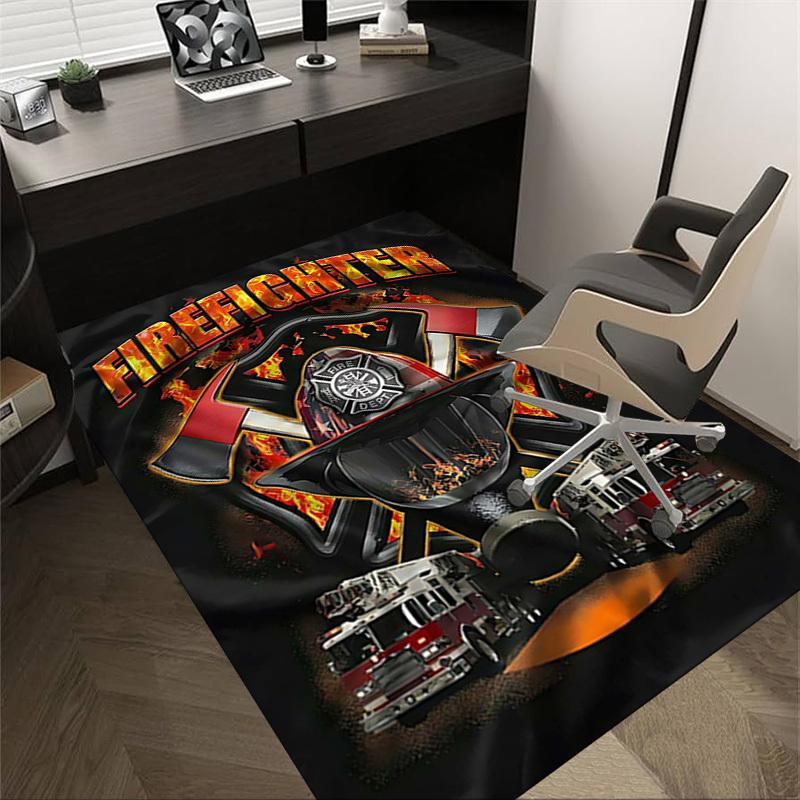 

1PC Firefighter Firetruck Non-Slip Floor Carpet Compatible for Office&Living Room&Bedroom&Dining room - Flat-Weave Machine-O376 60cm by 90cm