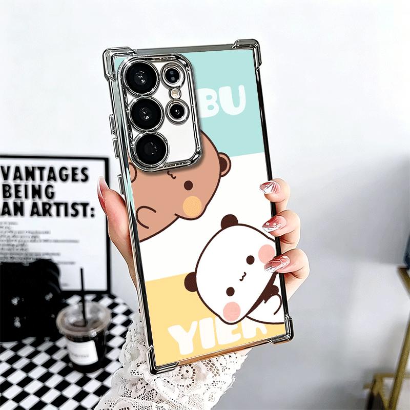 

Bubu Dudu Cartoon Cute Plating Phone Case For Samsung Galaxy S24 S25 FE S26 Edge S23 Ultra S22 S21 Plus S20 Anti-Fall Airabag Co Samsung S25 Plus