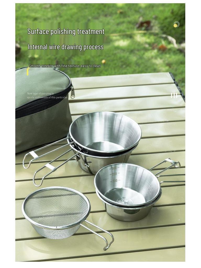 A1R Stainless Steel Camping Set: Portable Snow Cup & Folding Bowl for Outdoor Picnic & Mountaineering