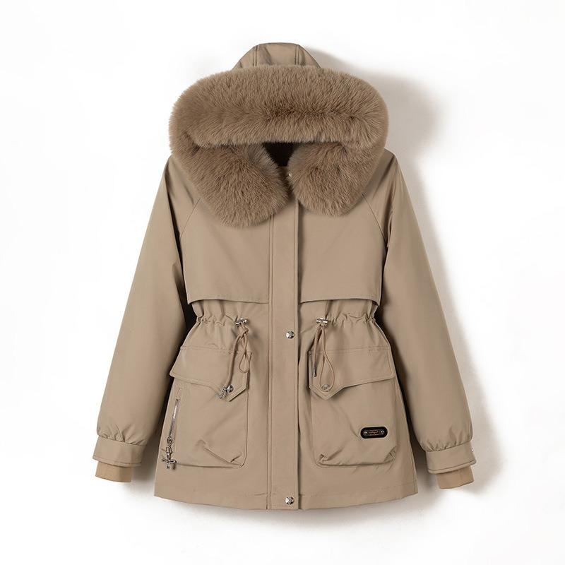 Winter New Pie Overcomes Women's Removable Fur Collar Versatile Cotton-padded Clothes, One Dress and Three Women's Coats