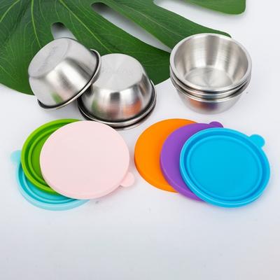 1 Set Sauce Container with Lid Good Sealing Rustproof BPA Free Hot Pot Dipping Bowl Small Sauce Cup Household Supplies