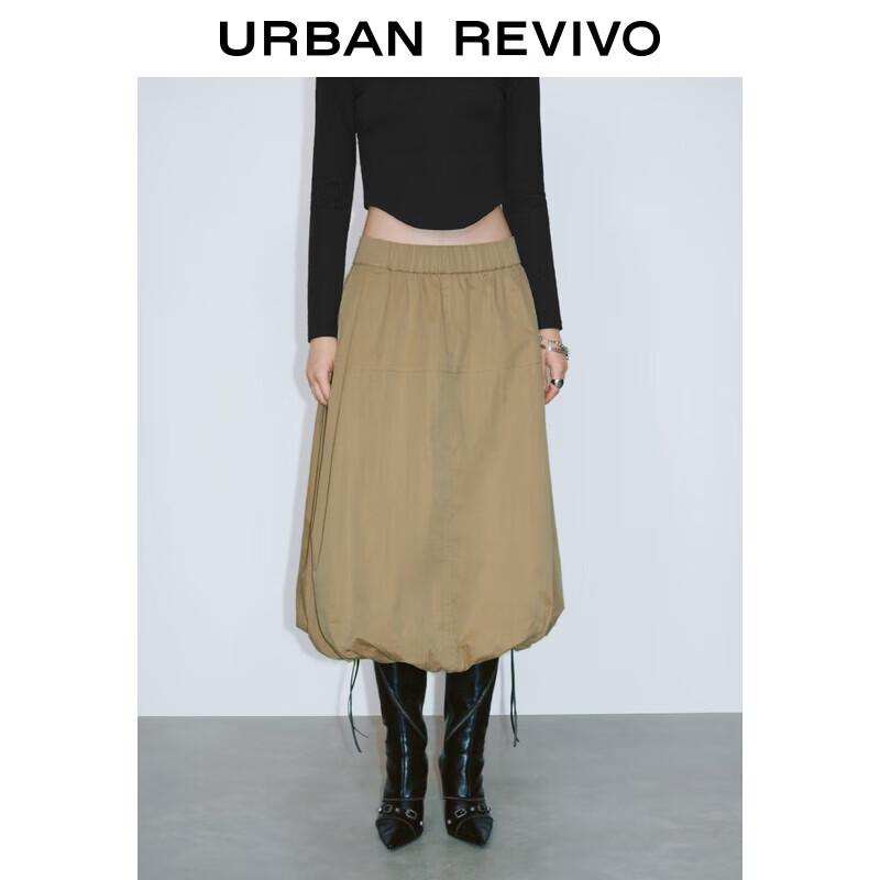 UR Women s Casual Elastic Waist Bloom Midi Skirt L