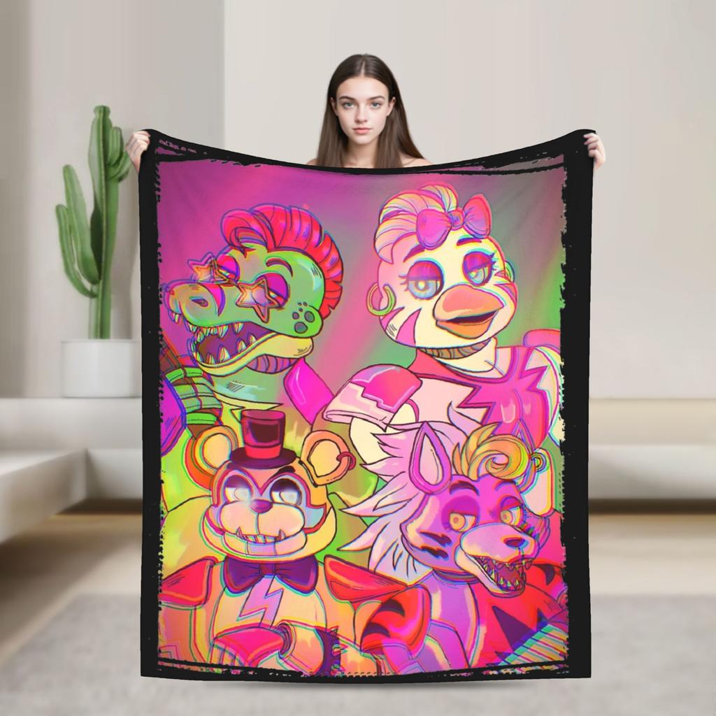 Five Nights Horror Game Blanket Fleece Summer   Multifunction Lightweight Throw Blanket for Bedding Bedroom Bedding Throws
