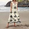 Women's Summer Casual Fashion Flower Printed Sleeveless  Pocket Dress