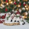 Polar Bear Snowman Figures Christmas Table Edge Sitter Figurine, Tug of War Hanging Character Decor, Handcrafted Seasonal Desk Decor Gnome Santa