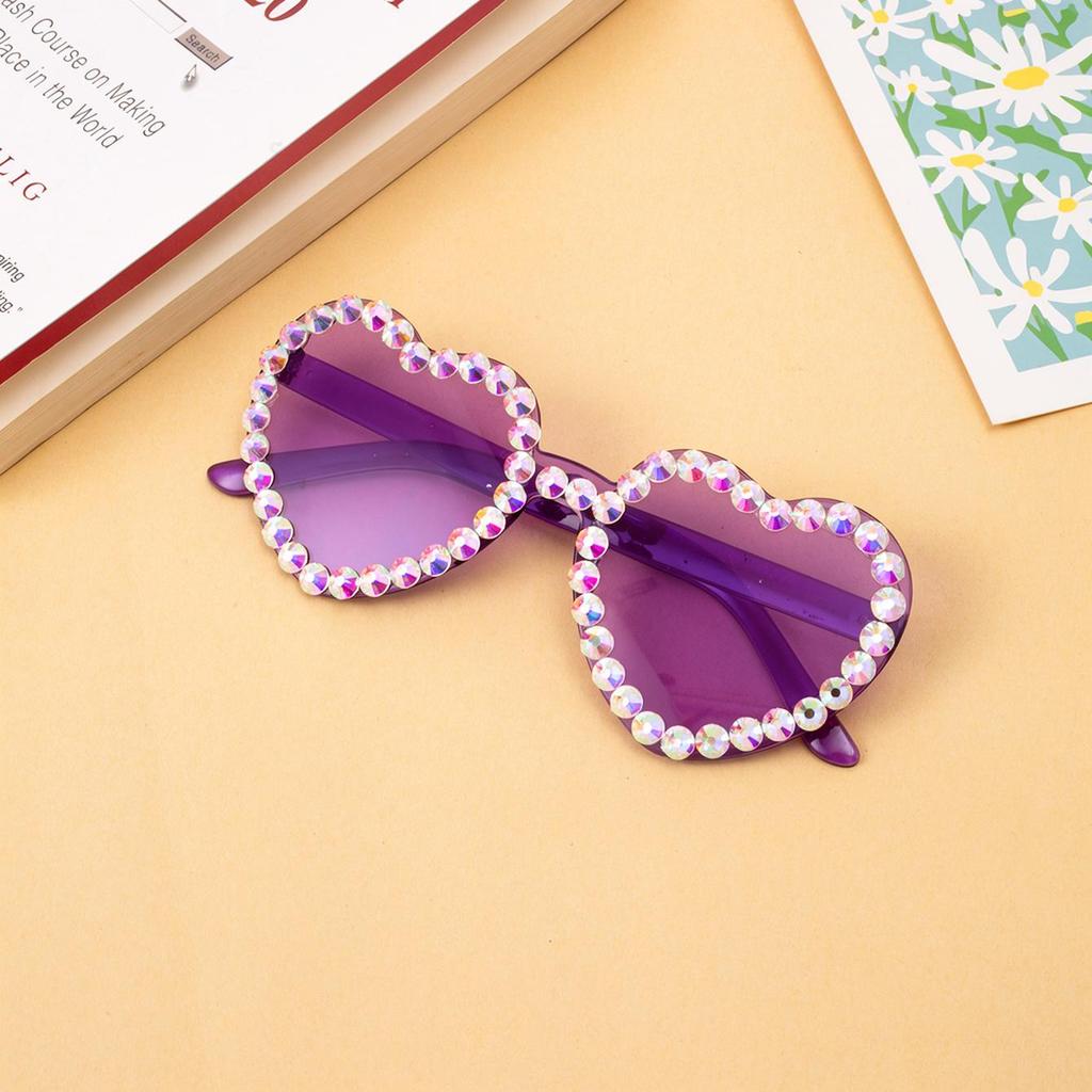 Y2K Love Heart Sunglasses Rimless Frame Rhinestone Decoration Sun Glasses Wedding Dance Party Eyewear Glasses for Women Girs