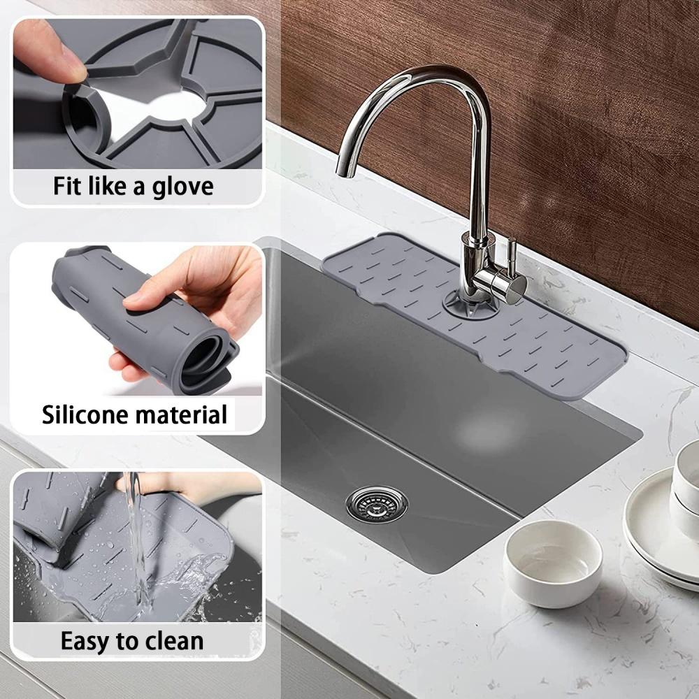 Küchenhelfer Silikon Wasserhahn Saugfähiges Pad Ablage Spüle Spritzschutz Arbeitsplatten Schutzmatte Badezimmer Abtropfmatte Zubehör