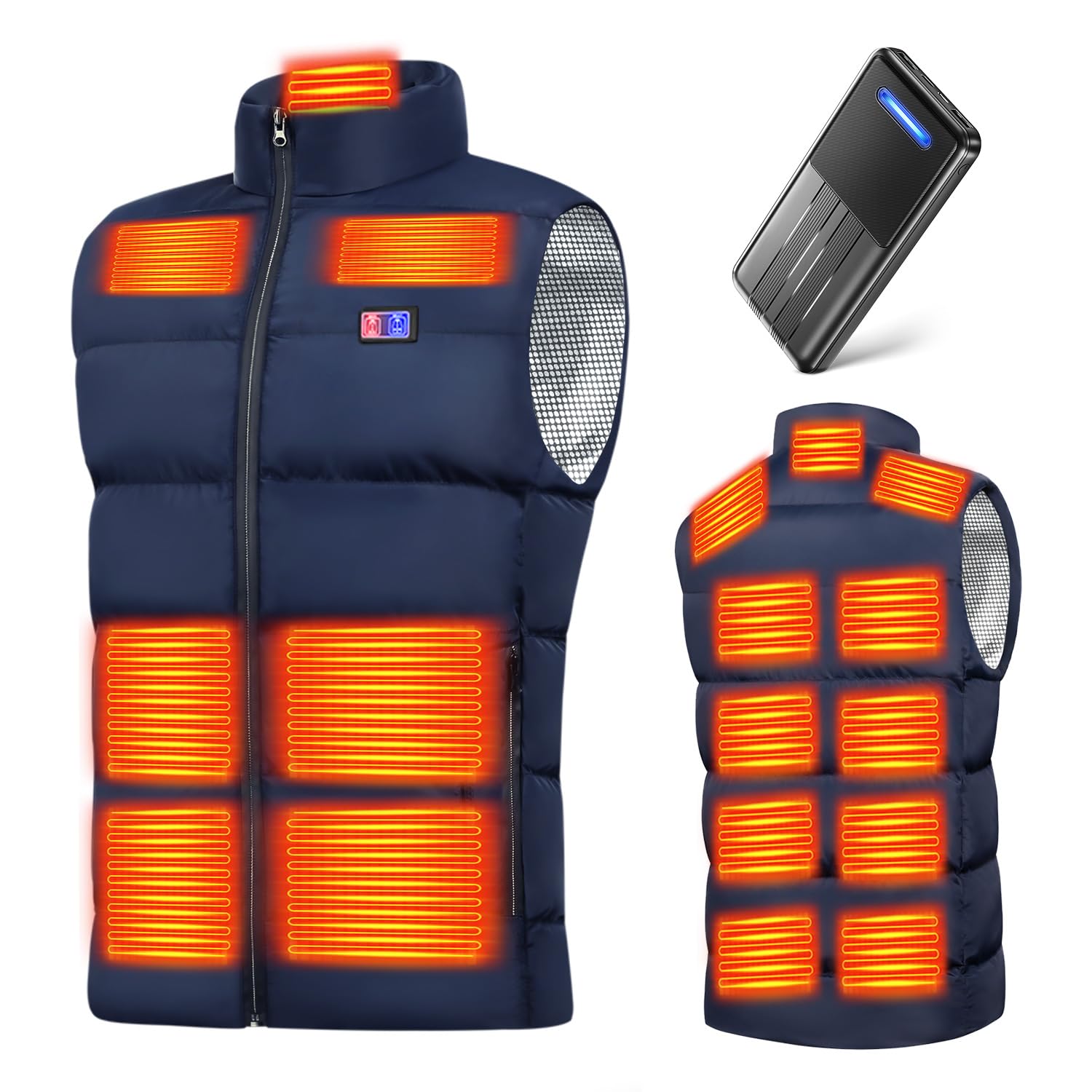 

Yoigood Electric Heated Vest Large 17 Heating Independent Front and Rear 3 Temperature USB Heated Fast and Fully Energy Perfect for and Cold Weather синий