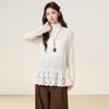 Xiaoxiangfeng Lace Fungus Edge Semi-turtleneck Knitted Sweater Women's Autumn and Winter Long-sleeved T-shirt with Bottoming Shirt Top