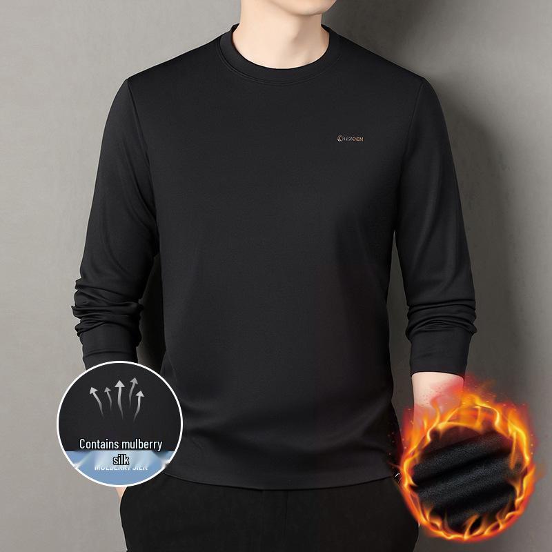 

Men s Plus Velvet Thickened Round Neck Long Sleeve Casual Hoodie 2XL чорний