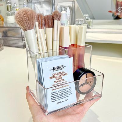 1PC Transparent Acrylic 3-5 Grid Makeup Box,makeup Brush Bucket,makeup Organizer,student Desk Pen Holder Jewelry Storage Box
