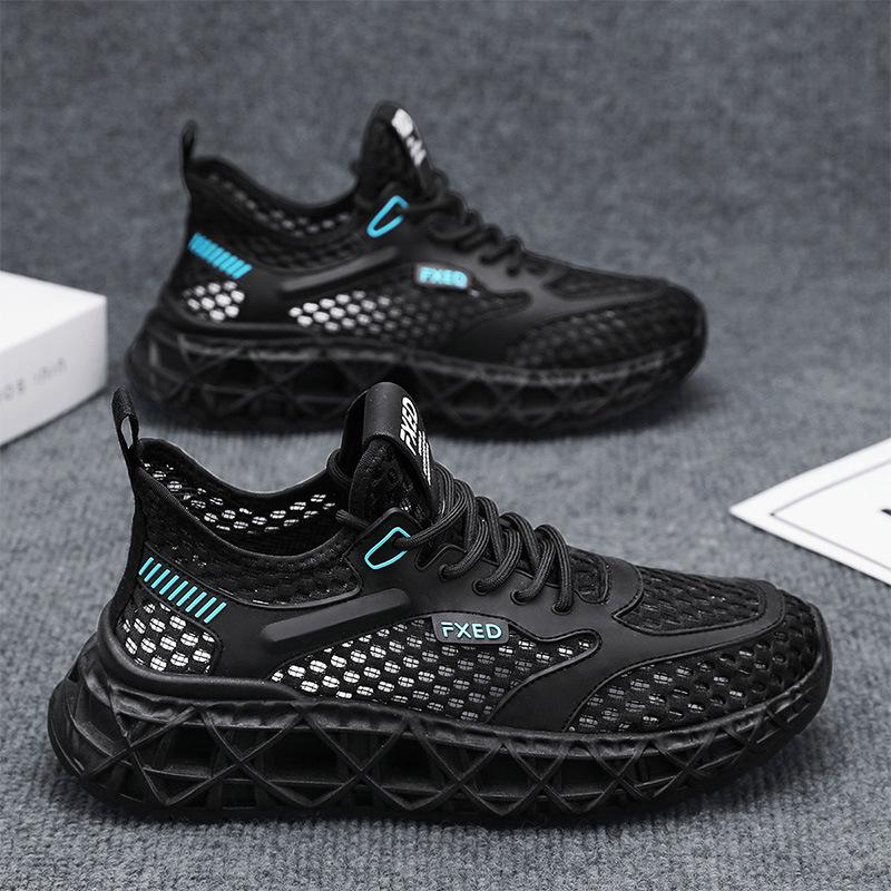 Men's shoes summer new hollow breathable mesh shoes low-top young students outdoor walking trend casual sports shoes