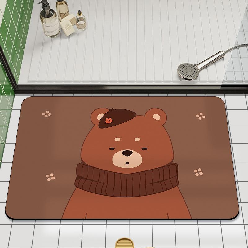 Bathroom Mat Household Toilet Soft Diatom Mud Absorbent Quick Dry Mat Toilet Door Non-slip Anti-fall Ground