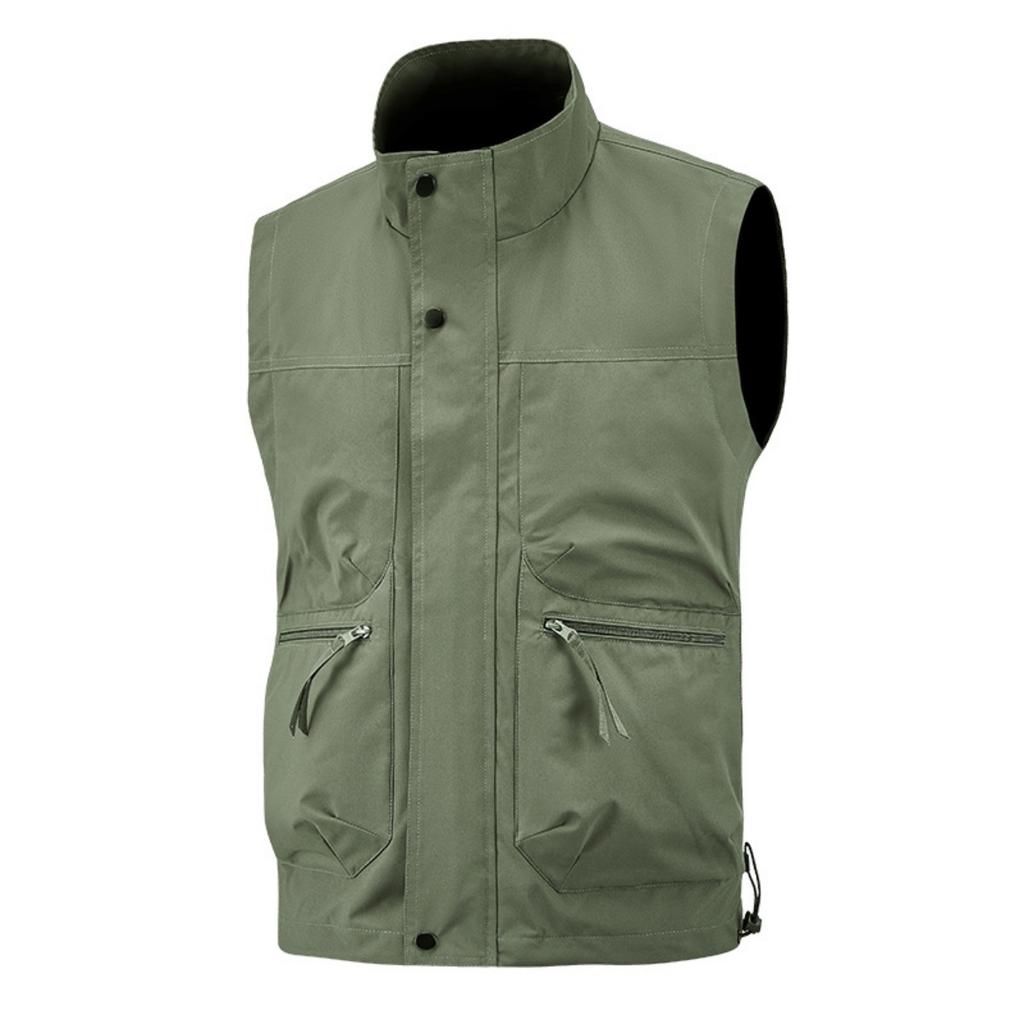 Spring New Men Outdoor Cargo Fishing Vest Casual Breathable Simple Lightweight Soft Comfortable Jacket