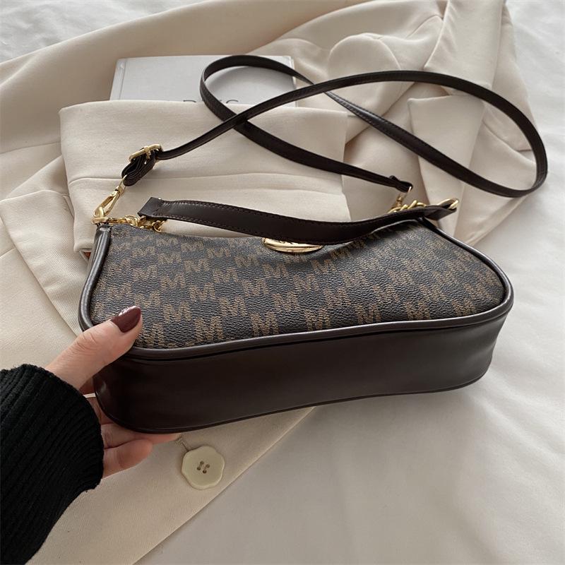 Geantă Retro Franceză pentru Femei 2024 cu Imprimeu cu Litere, Crossbody, Pătrată Mică, cu Lanț pentru Umăr