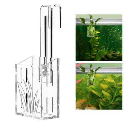Fish Tank Decoration Acrylic Hanging Water Planter Aquatic Holder Fish Tank Aquarium Planting Cup Transparent Water Container