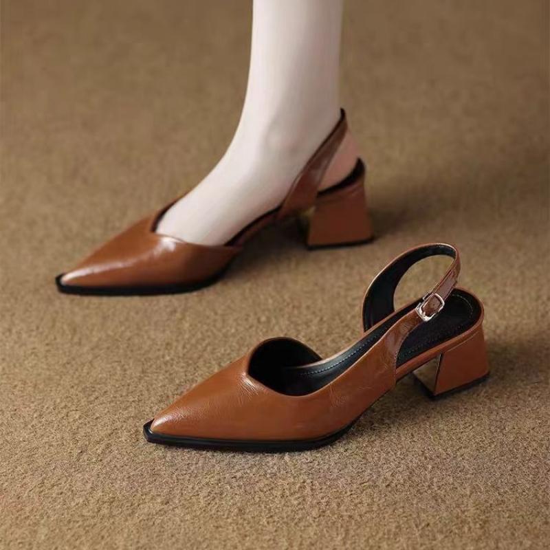 Fashion High Heels Sandals Woman Pointed Toe Heeled Shoes Shallow 2025 Summer Trend Loafers Slingback Shoes Elegant Dress Pumps Mujer