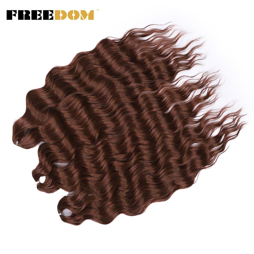 FREEDOM Synthetic Braiding Hair Extensions Natural Curly Wavy 24inch Water Wave Braid Hair Ombre Blonde Brown Twist Crochet Hair