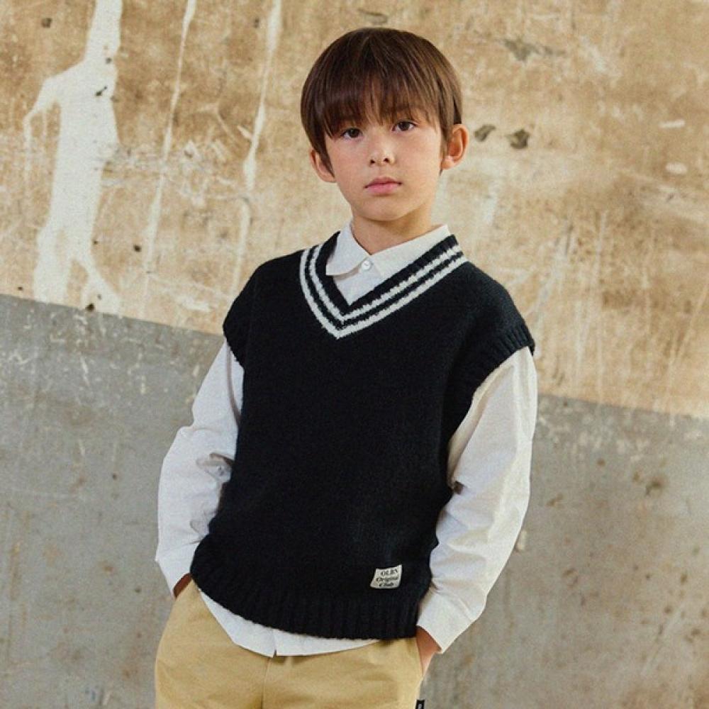 [olivean] Point Label Knit Vest  Black 