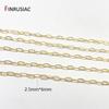 2.5*6mm 14K Gold Plated Chain Embossed Thin Cuban Chain For DIY Bracelet Necklace Jewelry Making Material