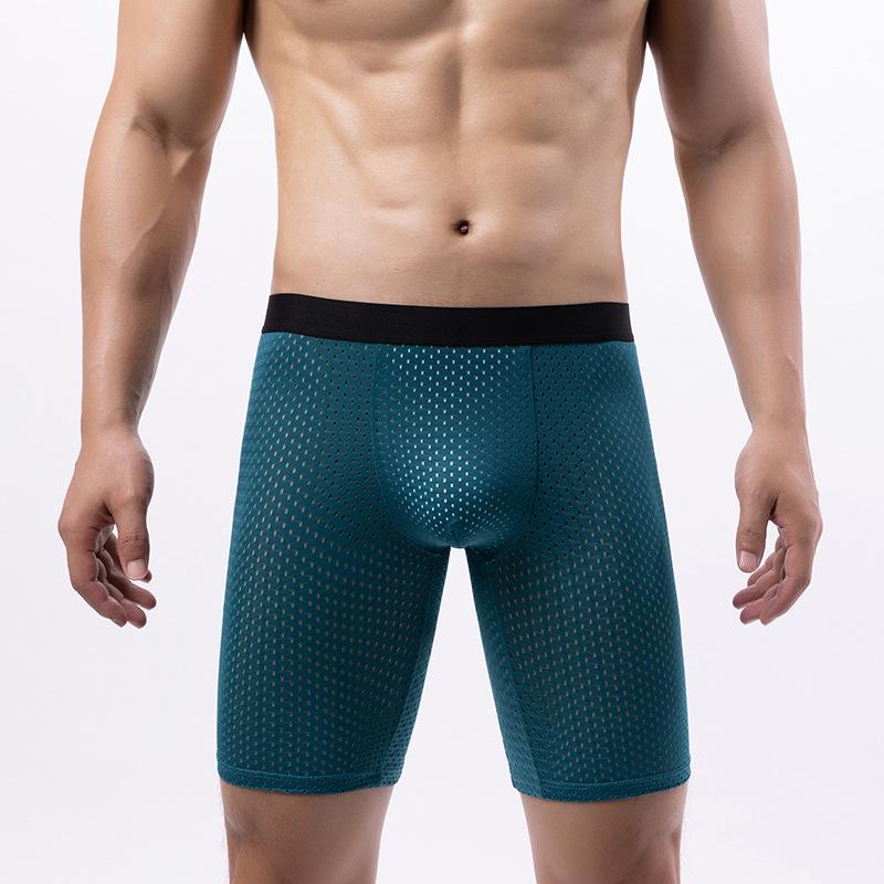 Men's Ice Silk Mesh Breathable Boxer Briefs - Anti-Chafing Four-Corner Shorts for Running
