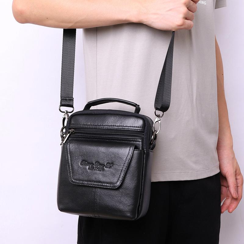 Genuine Leather Men's Messenger Bag 7-inch Mini One-shoulder Small Bag Multifunctional Backpack Cowhide Casual Men's Bag Handbag