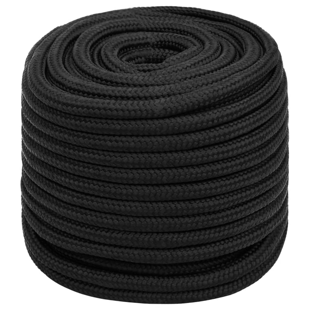 Vidaxl Linka Żeglarska, Czarna Jednolita, 18 Mm, 100 M, Polipropylen