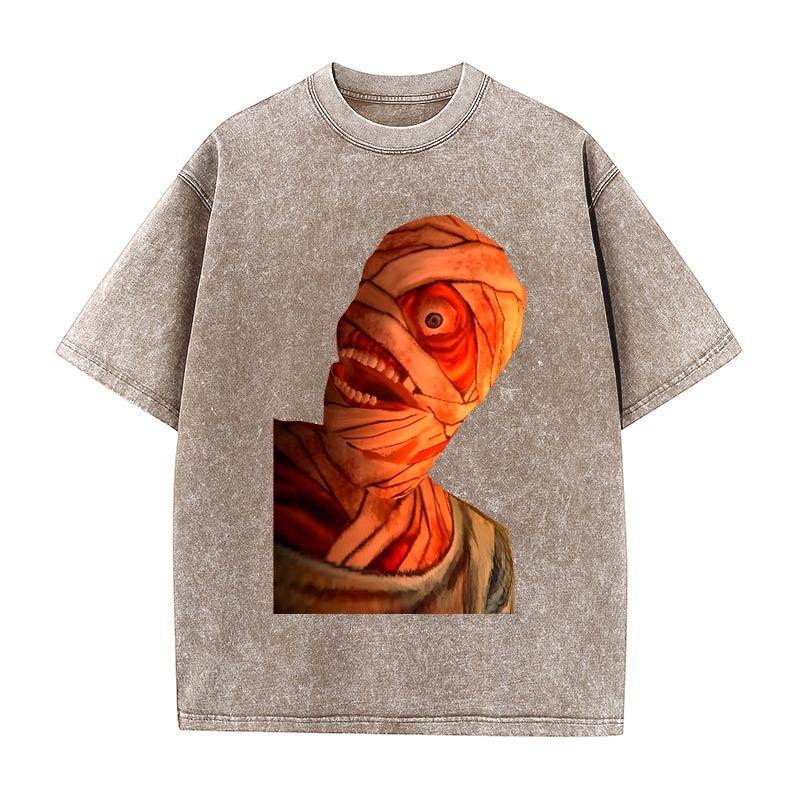 Mouthwashing Graphic Tshirt Retro Hip Hop Fashion T-shirt Men Women Short Sleeve Clothes Cotton Oversized T Shirt Washed Tees