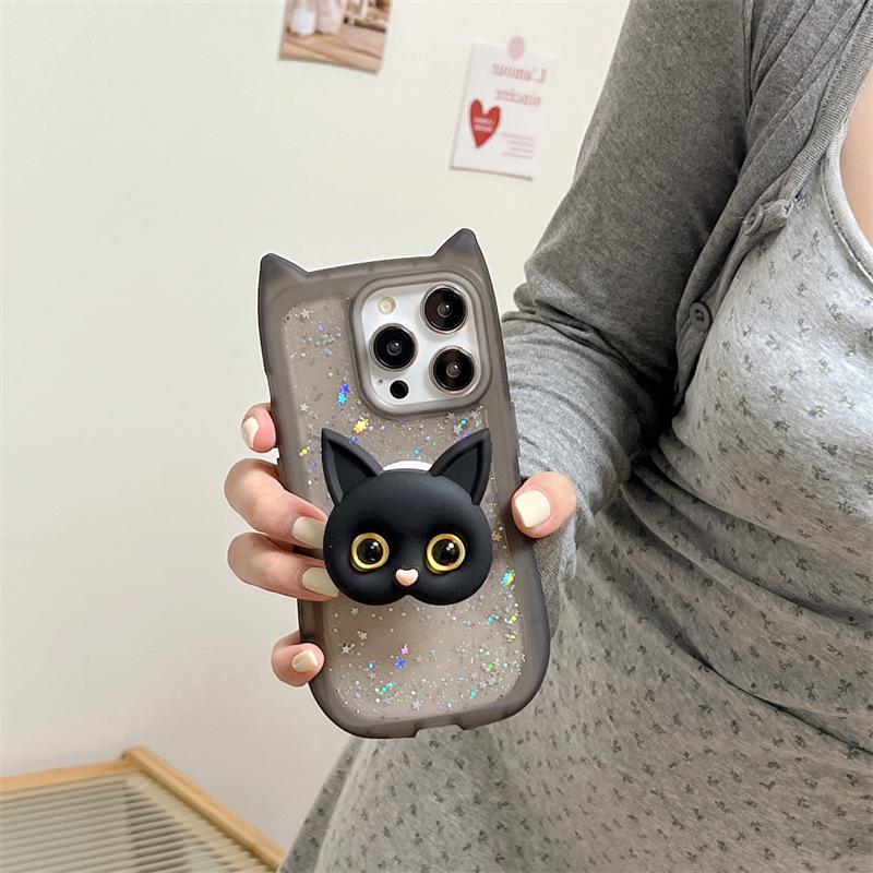 

Милый чехол для мобильного телефона с мультяшной эпоксидной подставкой и ушками кота для Apple 15 Promax (12/14/11/13) iPhone 12 Pro