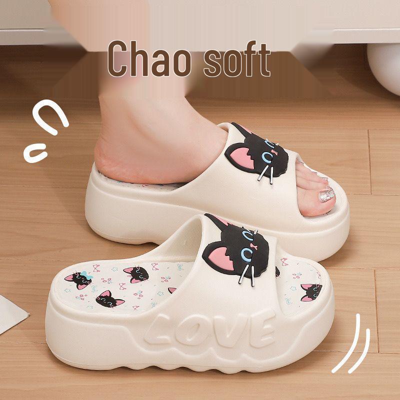 Women's Thick-Soled High Heel Bowknot Slippers for Indoor/Outdoor Wear