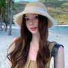 Breathable Vacation Beach Cap Lightweight Woven Sun Cap Wide Brimmed Straw Hat  Spring / Summer