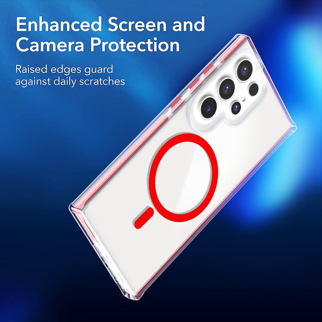 Fashion Clear Strong Magnetic MagSafe Phone Case for Samsung Galaxy S24 Ultra S24 Plus Color Bezel Protection Shockproof  Cover