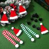 10-100PCS Mini Christmas Tree Ornaments Hats and Scarves Red Green Knit Yarn Pom Pom Holiday Hanging Decor Party Accessories