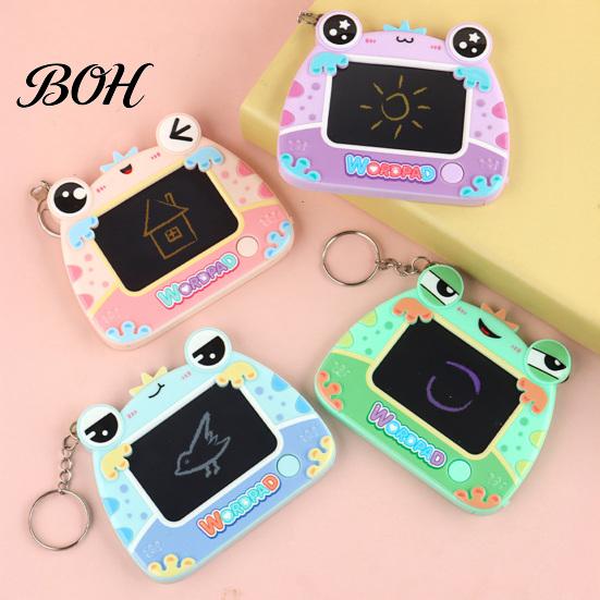 School Bag Hanging Ornament Mini Drawing Board Keychain for Kids, Cartoon Frog Writing Pad with Portable Graffiti Key Ring, Doodle Sketch Travel