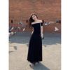 Two Wear Black One-word Shoulder Dress, Women's High-end Temperament Off-the-shoulder Waist Long Dress, Tube Top Skirt